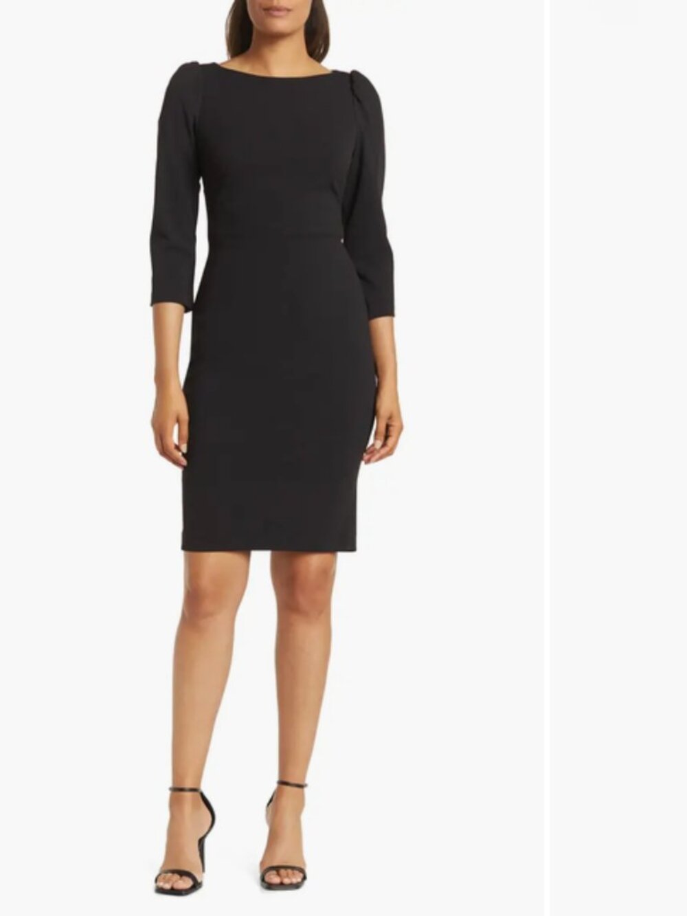 CALVIN KLEIN BLACK SIZE 14 Boatneck 3/4 Sleeve Sheath Dress